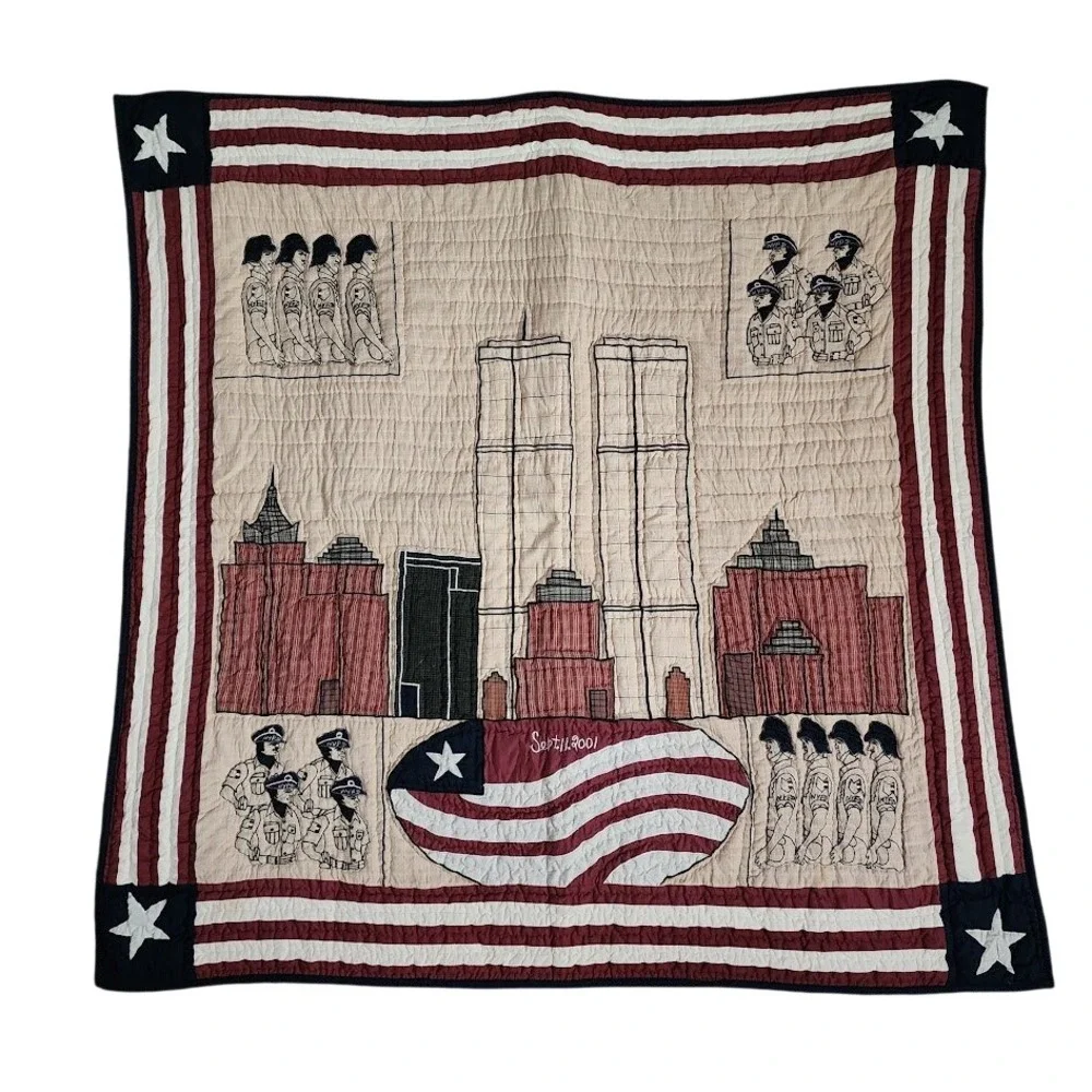 9/11‎ Tribute to Heroes Quilt World Trade Center Patriotic Memorial Wall Hanger